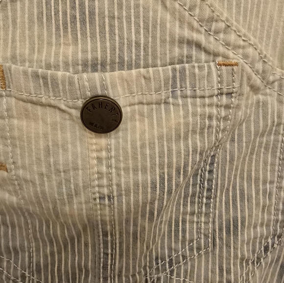 Faherty Mechanic Washed Striped Overalls Organic Cotton Medium - Picture 8 of 9